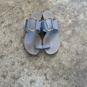 Gray Sandals with Gold Accents